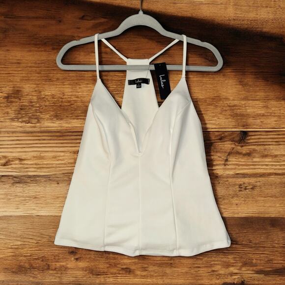 Lulu's White V Bodice Spaghetti Strap Tank Top Size Small‎ New - Picture 1 of 7